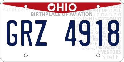 OH license plate GRZ4918