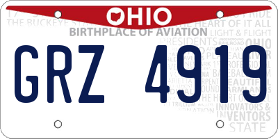 OH license plate GRZ4919