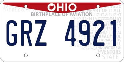 OH license plate GRZ4921