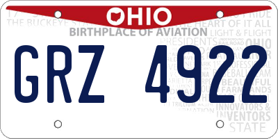 OH license plate GRZ4922