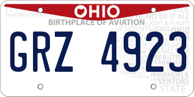 OH license plate GRZ4923