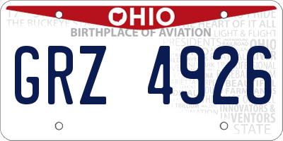 OH license plate GRZ4926