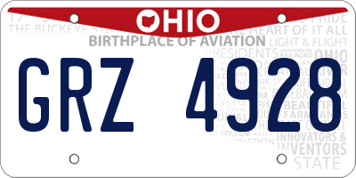 OH license plate GRZ4928