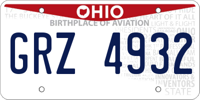 OH license plate GRZ4932