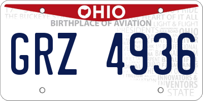 OH license plate GRZ4936