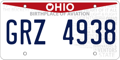 OH license plate GRZ4938
