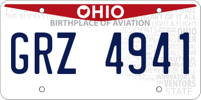 OH license plate GRZ4941