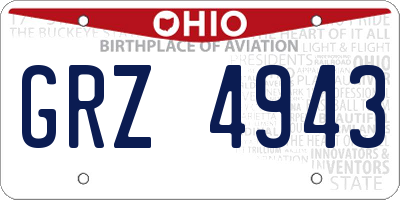 OH license plate GRZ4943