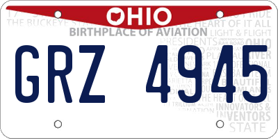 OH license plate GRZ4945