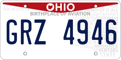 OH license plate GRZ4946