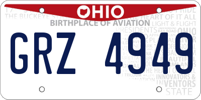 OH license plate GRZ4949