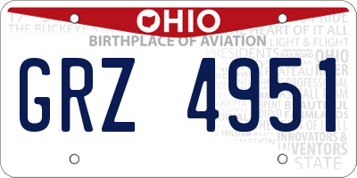 OH license plate GRZ4951