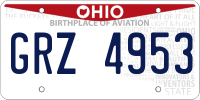 OH license plate GRZ4953