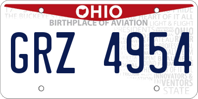 OH license plate GRZ4954