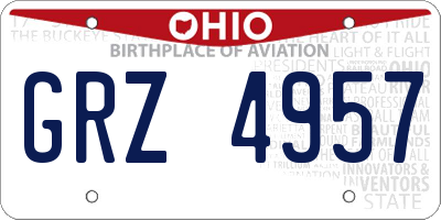 OH license plate GRZ4957