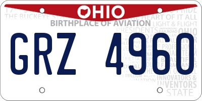 OH license plate GRZ4960