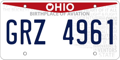 OH license plate GRZ4961