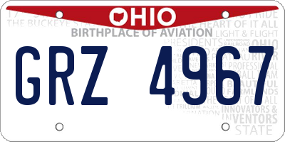 OH license plate GRZ4967