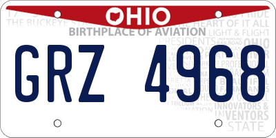OH license plate GRZ4968