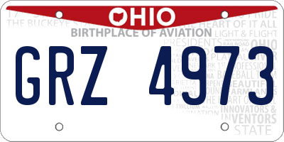 OH license plate GRZ4973
