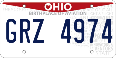 OH license plate GRZ4974