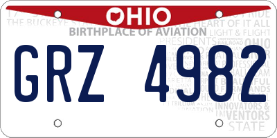 OH license plate GRZ4982