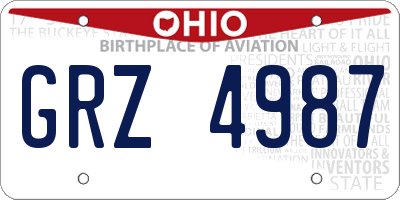 OH license plate GRZ4987