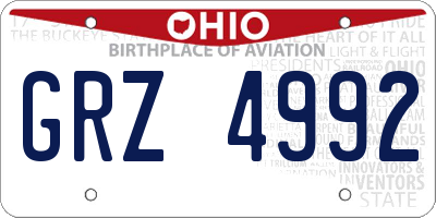 OH license plate GRZ4992