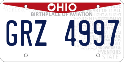 OH license plate GRZ4997