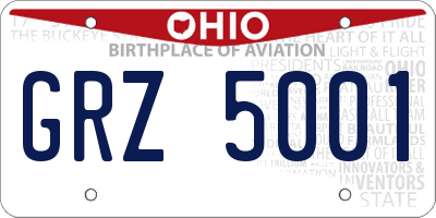 OH license plate GRZ5001