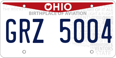OH license plate GRZ5004