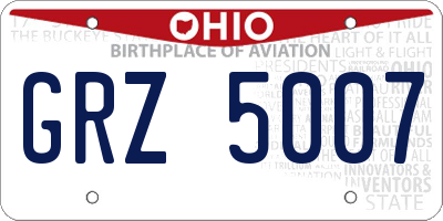 OH license plate GRZ5007