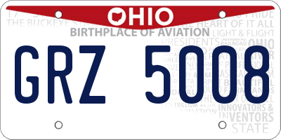 OH license plate GRZ5008