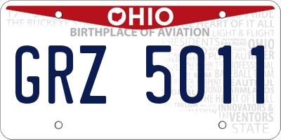 OH license plate GRZ5011