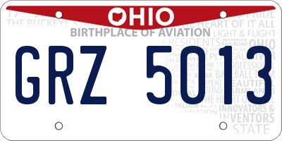 OH license plate GRZ5013
