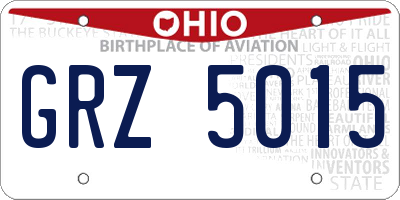 OH license plate GRZ5015