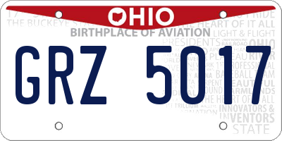 OH license plate GRZ5017