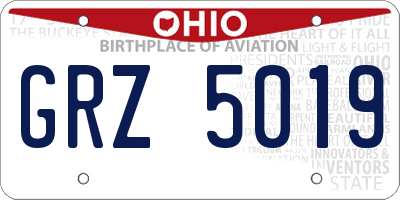 OH license plate GRZ5019