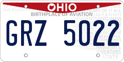 OH license plate GRZ5022