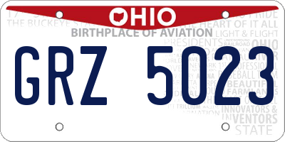 OH license plate GRZ5023