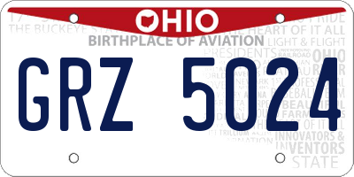 OH license plate GRZ5024