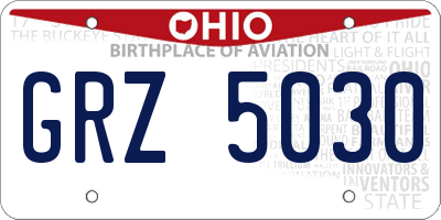 OH license plate GRZ5030
