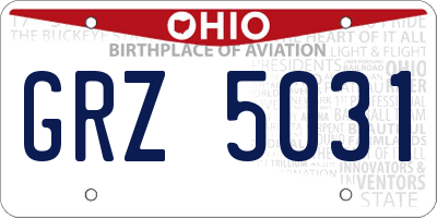 OH license plate GRZ5031