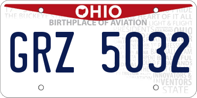 OH license plate GRZ5032