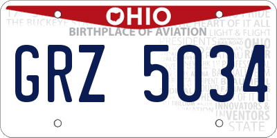 OH license plate GRZ5034