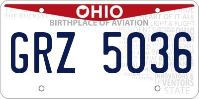 OH license plate GRZ5036