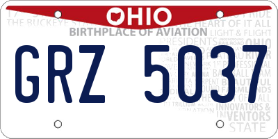 OH license plate GRZ5037