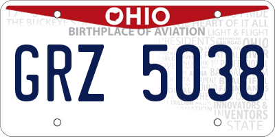 OH license plate GRZ5038