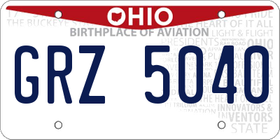 OH license plate GRZ5040