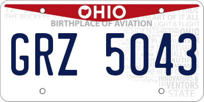 OH license plate GRZ5043